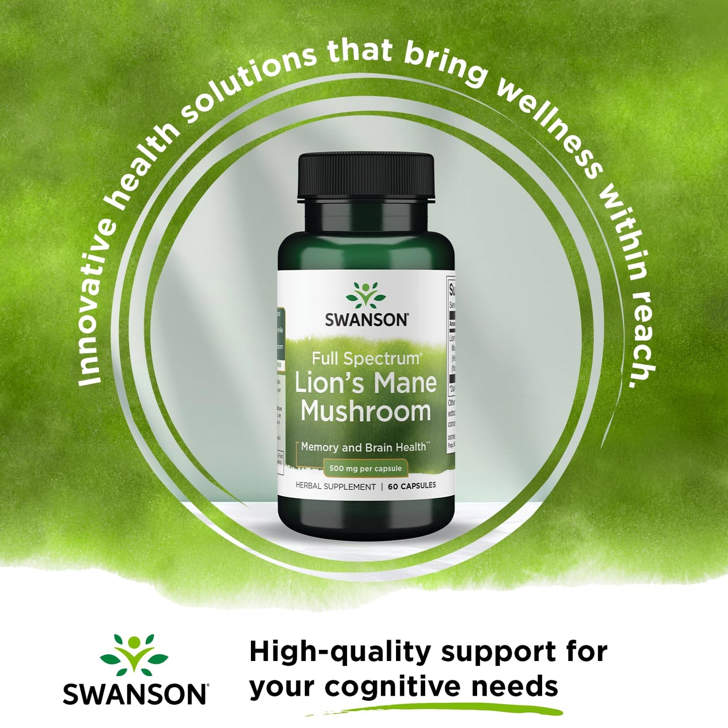 Swanson Lion's Mane Mushroom Capsules - 500 mg Each, 60 Capsules