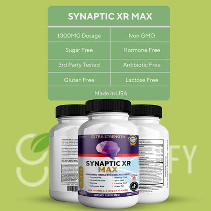 GREENVIFY Synaptic XR Max Extra Strength Brain Support Supplement with Herbal Ingredients, 60 Capsules, DHA Vitamins, Nootropic Formula (1) GREENVIFYBuy Supplements Australia