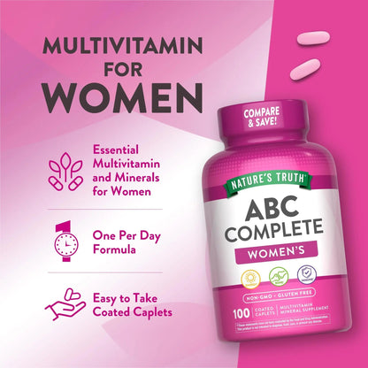 Nature's Truth Multivitamin for Women with Iron | 100 Pills | Non-GMO & Gluten Free Supplement | ABC Complete Nature's TruthBuy Supplements Australia