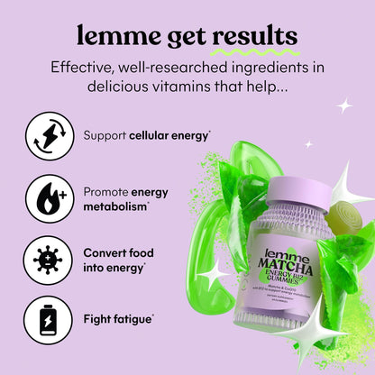 Lemme Matcha Superfood Energy Gummies with Organic Matcha Green Tea, Vitamin B12 LemmeBuy Supplements Australia