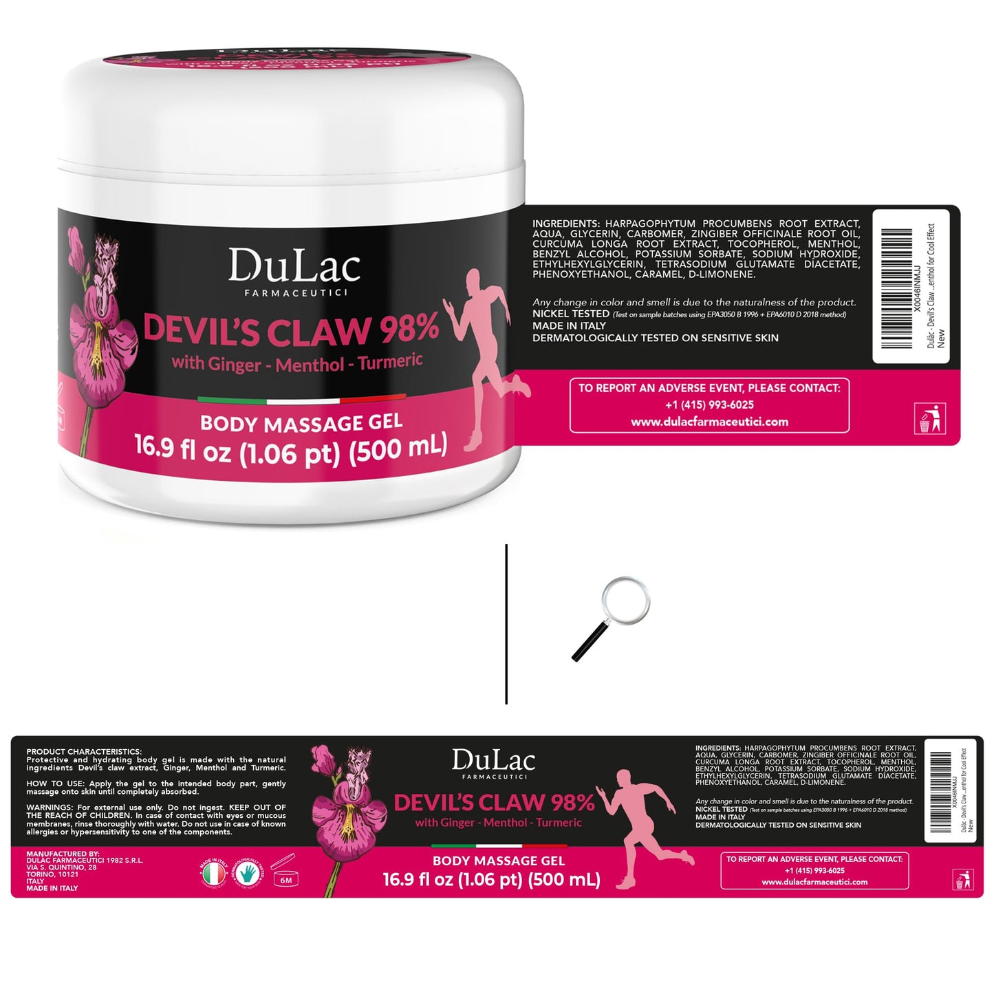 Dulac - Devil's Claw 98% Cream Maximum Strength 16.9 Fl Oz, Natural Joint and Muscle Comfort Cream, Enriched with Menthol for Cool Effect DULÀC FARMACEUTICI 1982Buy Supplements Australia