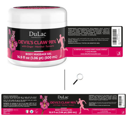 Dulac - Devil's Claw 98% Cream Maximum Strength 16.9 Fl Oz, Natural Joint and Muscle Comfort Cream, Enriched with Menthol for Cool Effect DULÀC FARMACEUTICI 1982Buy Supplements Australia