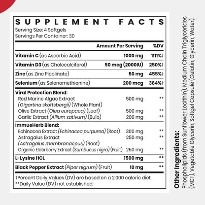 CyberCerix Advanced Liposomal Immune Supplement, Complex with L-Lysine 1,500mg, Vitamins, Minerals & Herbal Extracts, Comprehensive Daily Wellness Blend for Men & Women - 120 Capsules CyberCerixBuy Supplements Australia
