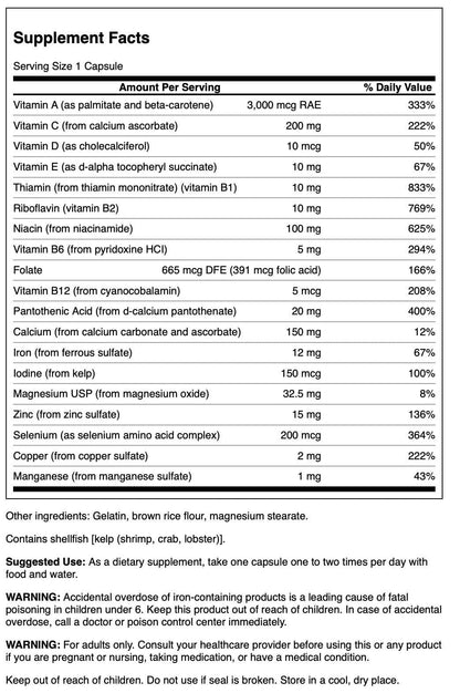 Swanson Multi and Mineral Daily Men's Women's Multivitamin Multimineral Health Supplement 100 Capsules (Caps) SwansonBuy Supplements Australia