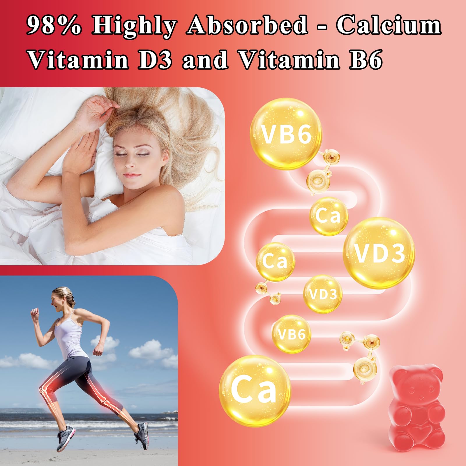 LETSCOL Magnesium Glycinate Gummies 800mg Per Serving, Sugar Free Magnesium Supplement with Magnesium Malate, Calcium, Vitamin D3, B6, CoQ10 for Calm Support & Zzz for Adults Kids LETSCOLBuy Supplements Australia