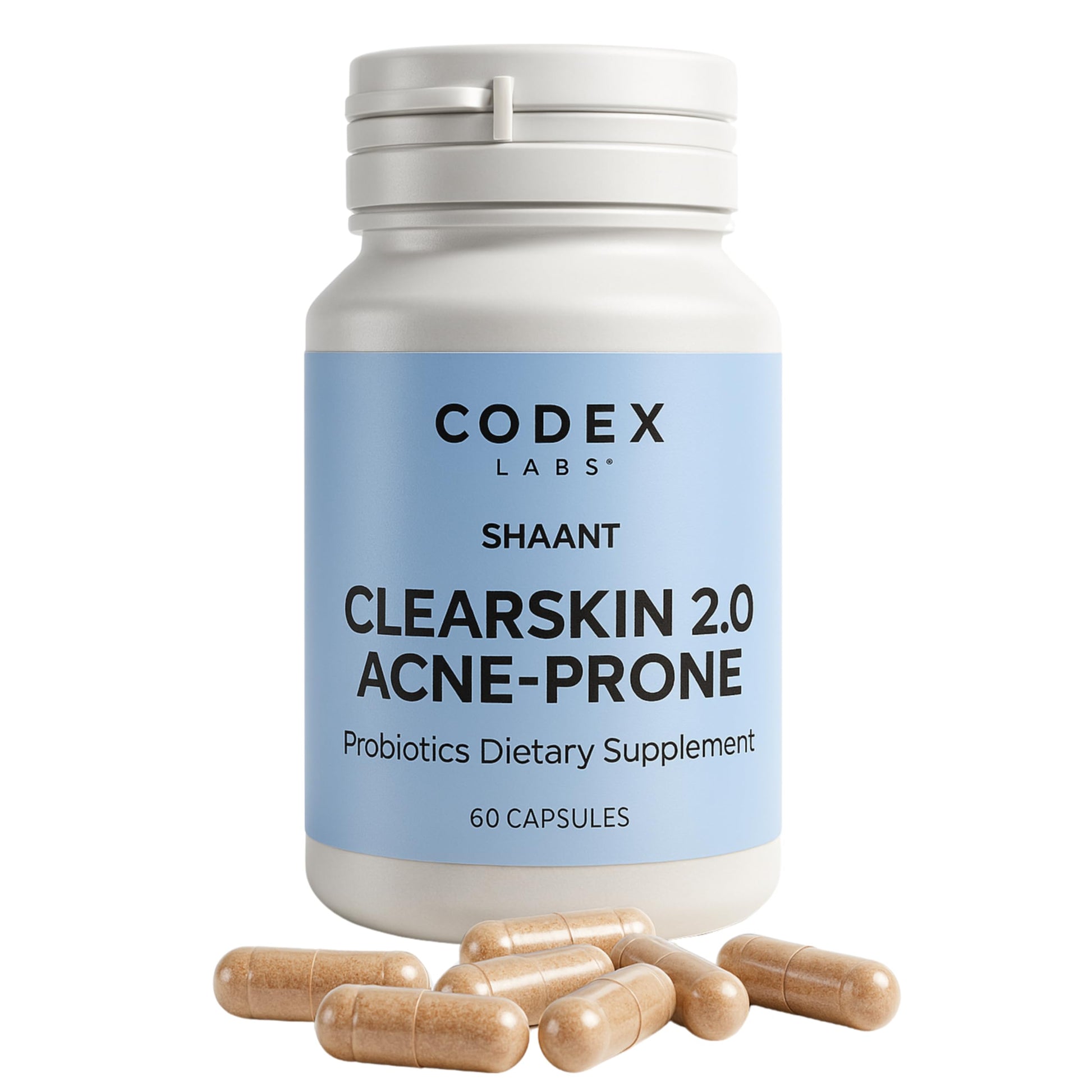 Codex Labs Shaant Clear Skin Supplement – 60 Vegan Capsules | Acne Probiotics with 9-Strain Blend, Green Tea EGCG & Guggul – Daily Support for Acne-Prone Skin & Clear Complexion Codex LabsBuy Supplements Australia
