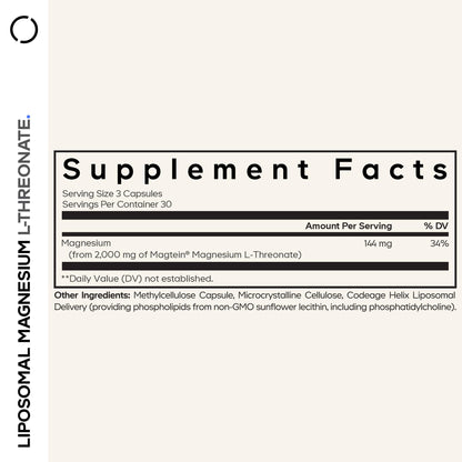 Codeage Liposomal Magnesium L-Threonate Supplement, Patented Magtein Magnesium Threonate for Brain Health, Memory and Cognitive Function Support, Bioavailable, Non-GMO - 90 Capsules CodeageBuy Supplements Australia