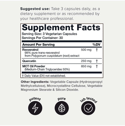 Toniiq 1600mg Resveratrol Blend - Ultra High Purity and 3rd Party Tested - with MCT ToniiqBuy Supplements Australia