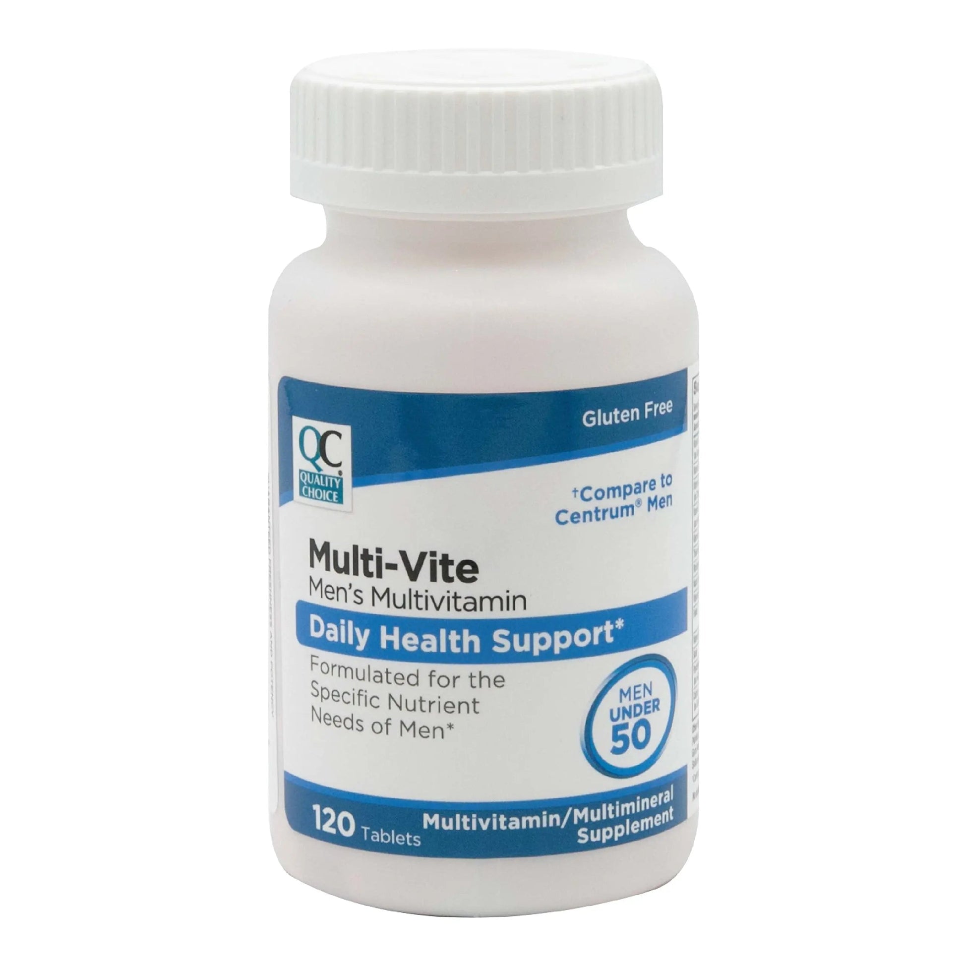 Quality Choice Mens Multi-Vite, Multivitamin Tablets for Daily Health Support Formulated for Men Under 50 in 120 Count Bottles Quality Choice