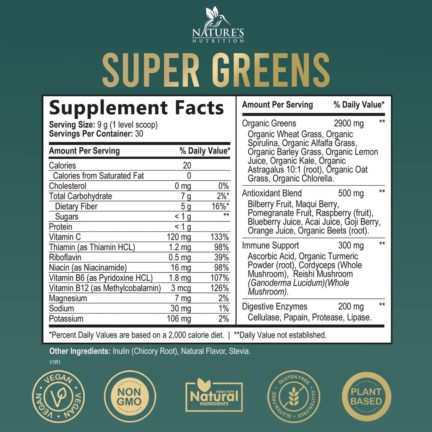 Greens Superfood Powder Supplement - Super Green Smoothie Mix Blend with Spirulina Nature's NutritionBuy Supplements Australia
