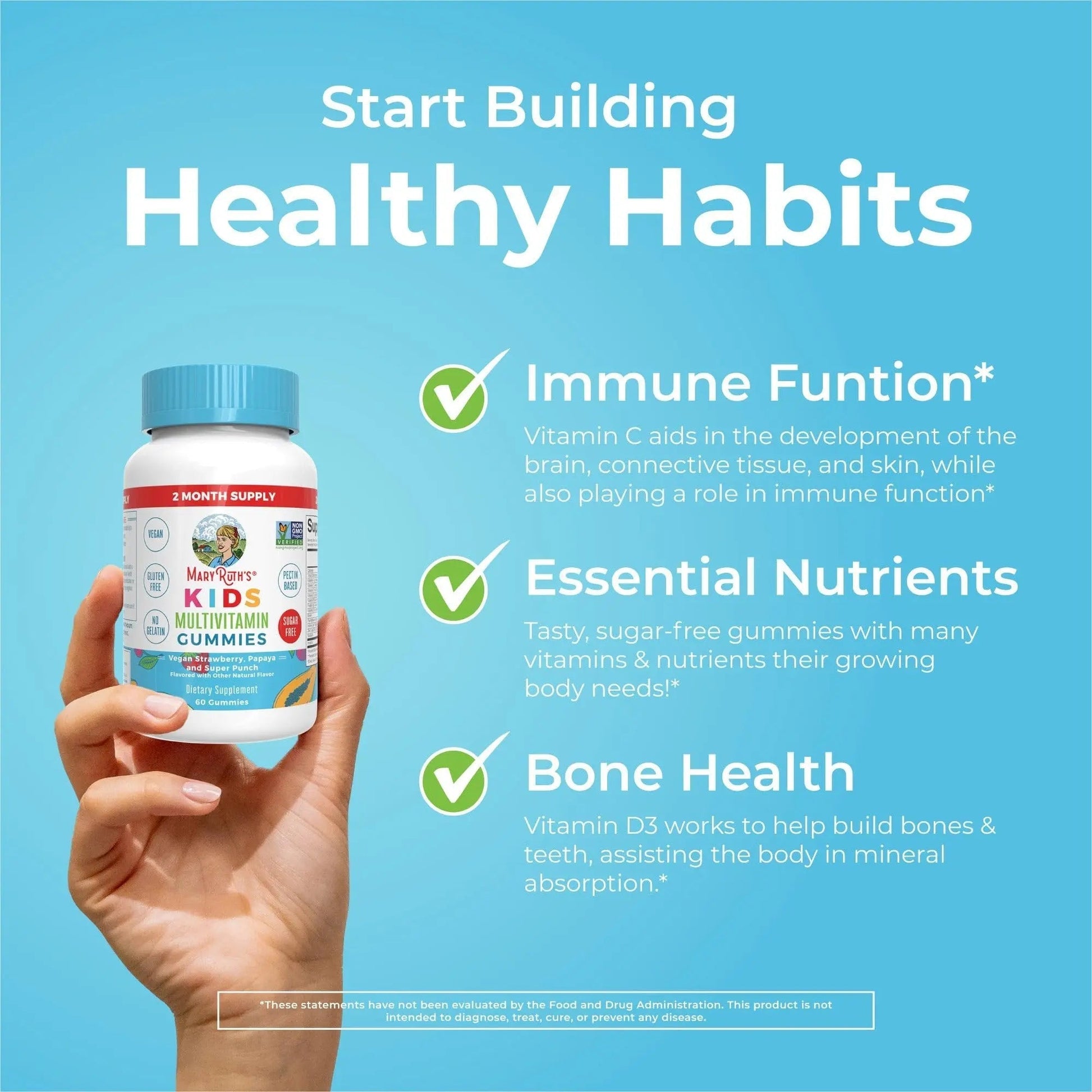 MaryRuth Organics Multivitamin and Probiotic Gummies (Strawberry) for Kids | Clean Label Project Verified® | Vitamins for Gut Health MARYRUTH'S