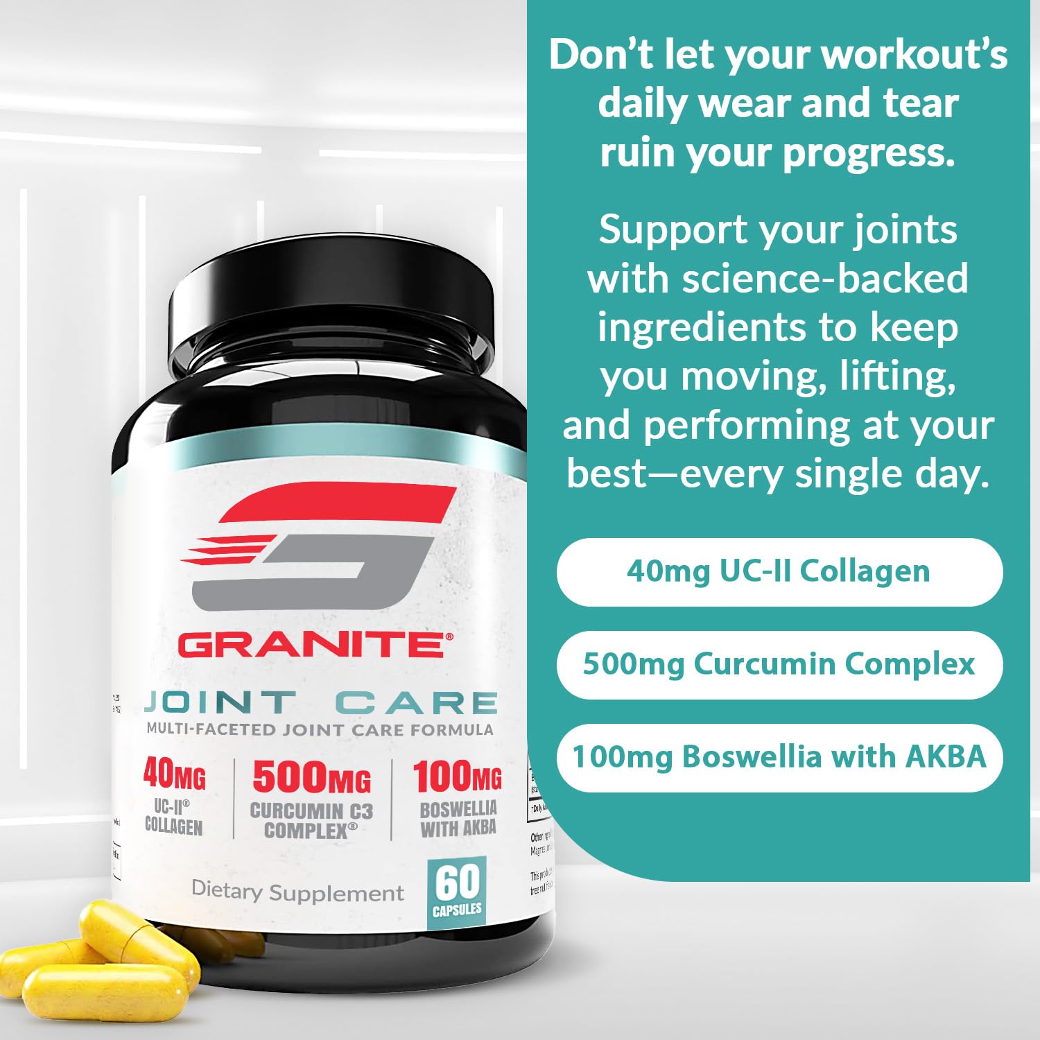 Granite Joint Care: Premium UC-II Collagen, Turmeric Curcumin C3, AKBA Boswellia + More - All-in-One Support for Joint Mobility, Comfort & Strength (60ct) Granite SupplementsBuy Supplements Australia