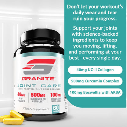 Granite Joint Care: Premium UC-II Collagen, Turmeric Curcumin C3, AKBA Boswellia + More - All-in-One Support for Joint Mobility, Comfort & Strength (60ct) Granite SupplementsBuy Supplements Australia