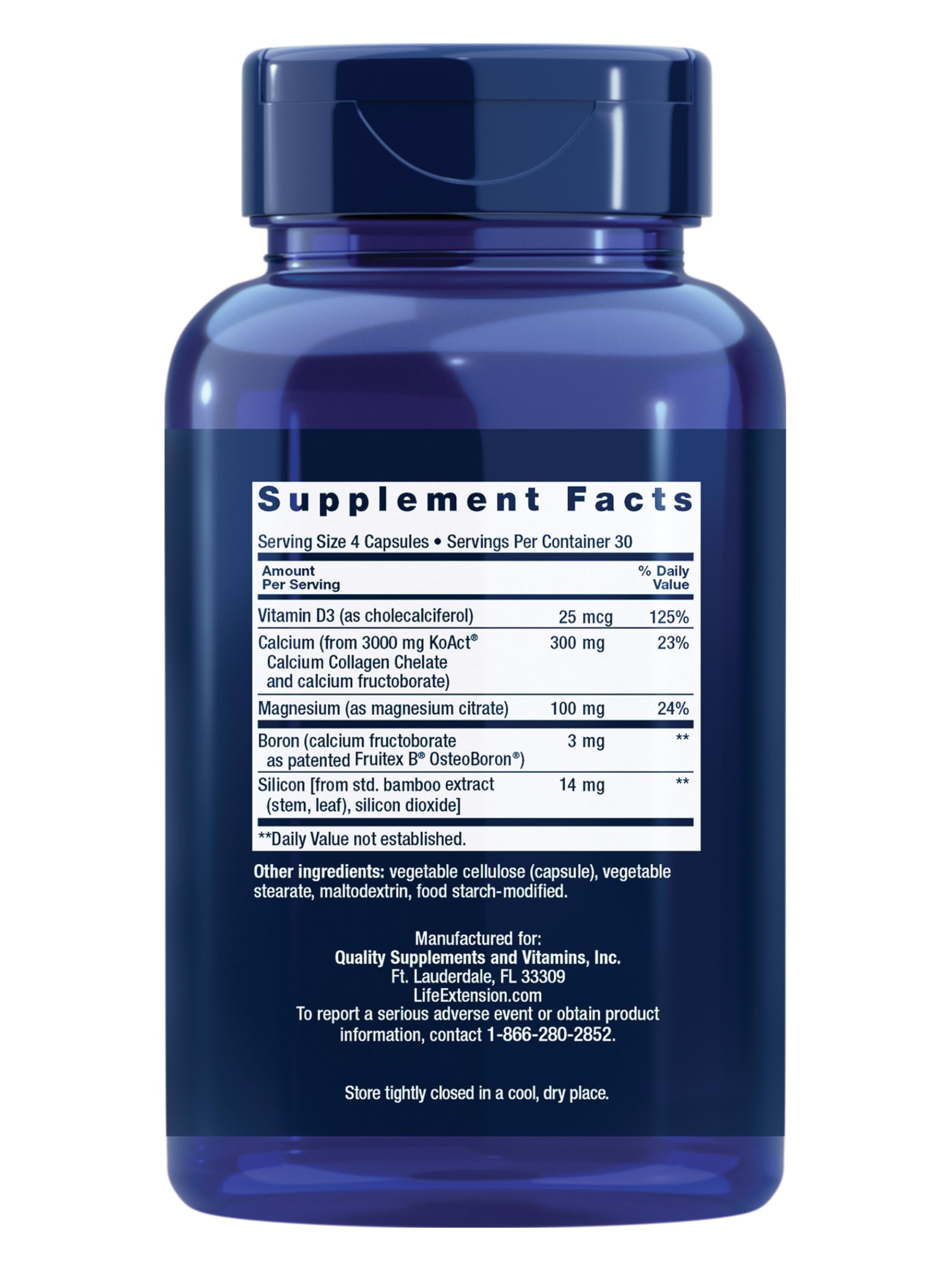 Life Extension Bone Strength Collagen Formula, Calcium Collagen chelate, Calcium fructoborate, Vitamin D3, Magnesium Citrate, Silicon, Boron, Gluten-Free, Non-GMO, 120 Capsules Life ExtensionBuy Supplements Australia