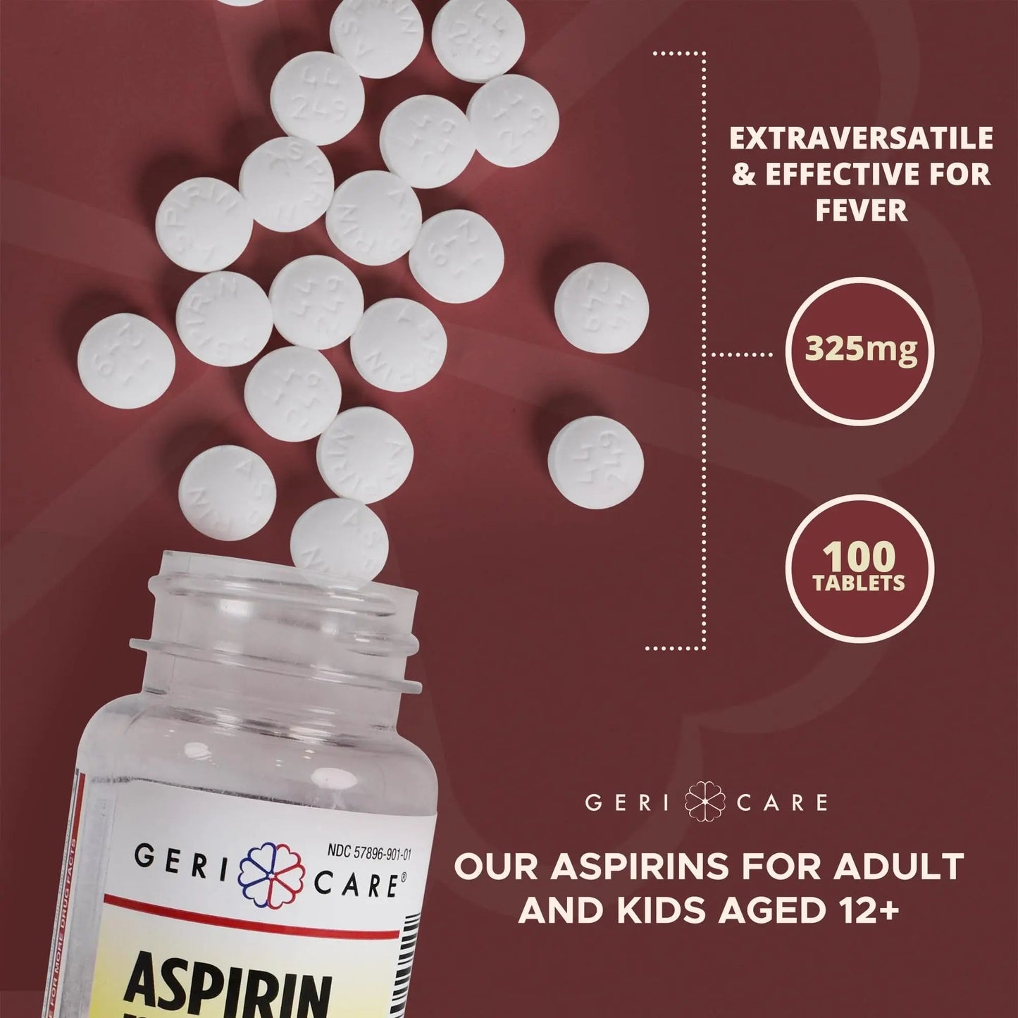 GeriCare Bottled Aspirin 325mg 100 Count Bottle (Pack of 1) GeriCareBuy Supplements Australia
