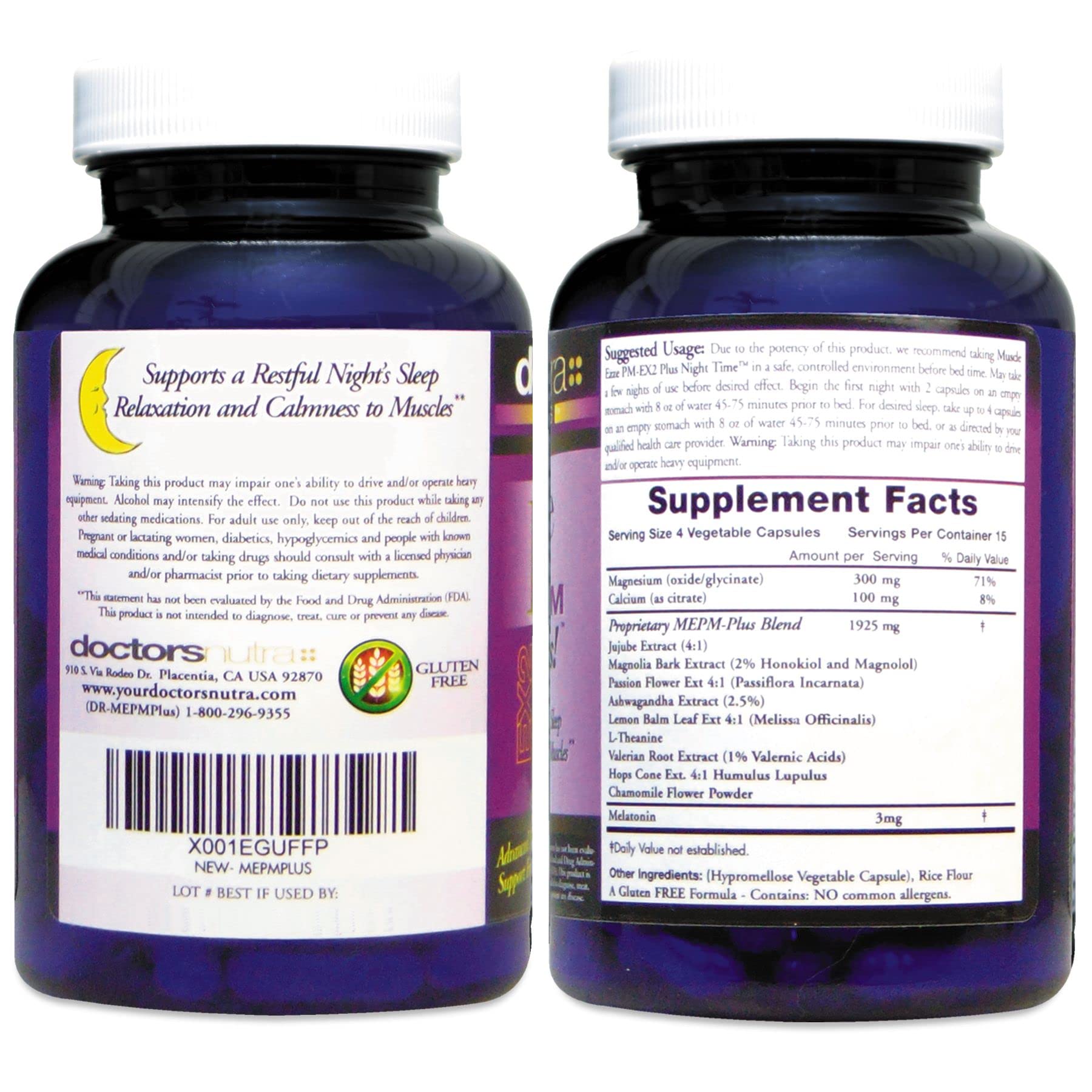 Muscle Ezze PM Plus Night Time Capsules by Doctors Nutra - Nighttime Use - Gluten-Free - 60 Capsules Doctors Nutra NutraceuticalsBuy Supplements Australia