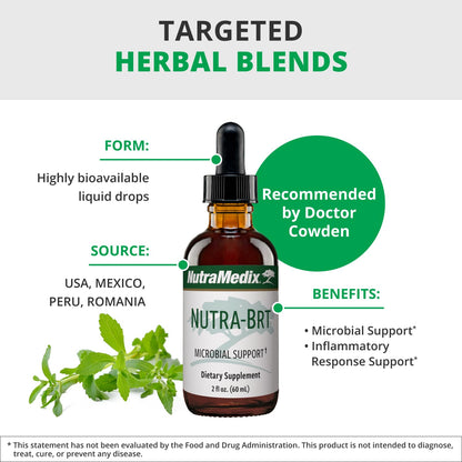 Nutramedix Nutra BRT - Liquid Herbal Supplement for Gut Health & Immune Support - Cumanda Bark & Houttuynia Leaf for Digestive Health - Immune System Booster Supplement (60mL) NutraMedixBuy Supplements Australia