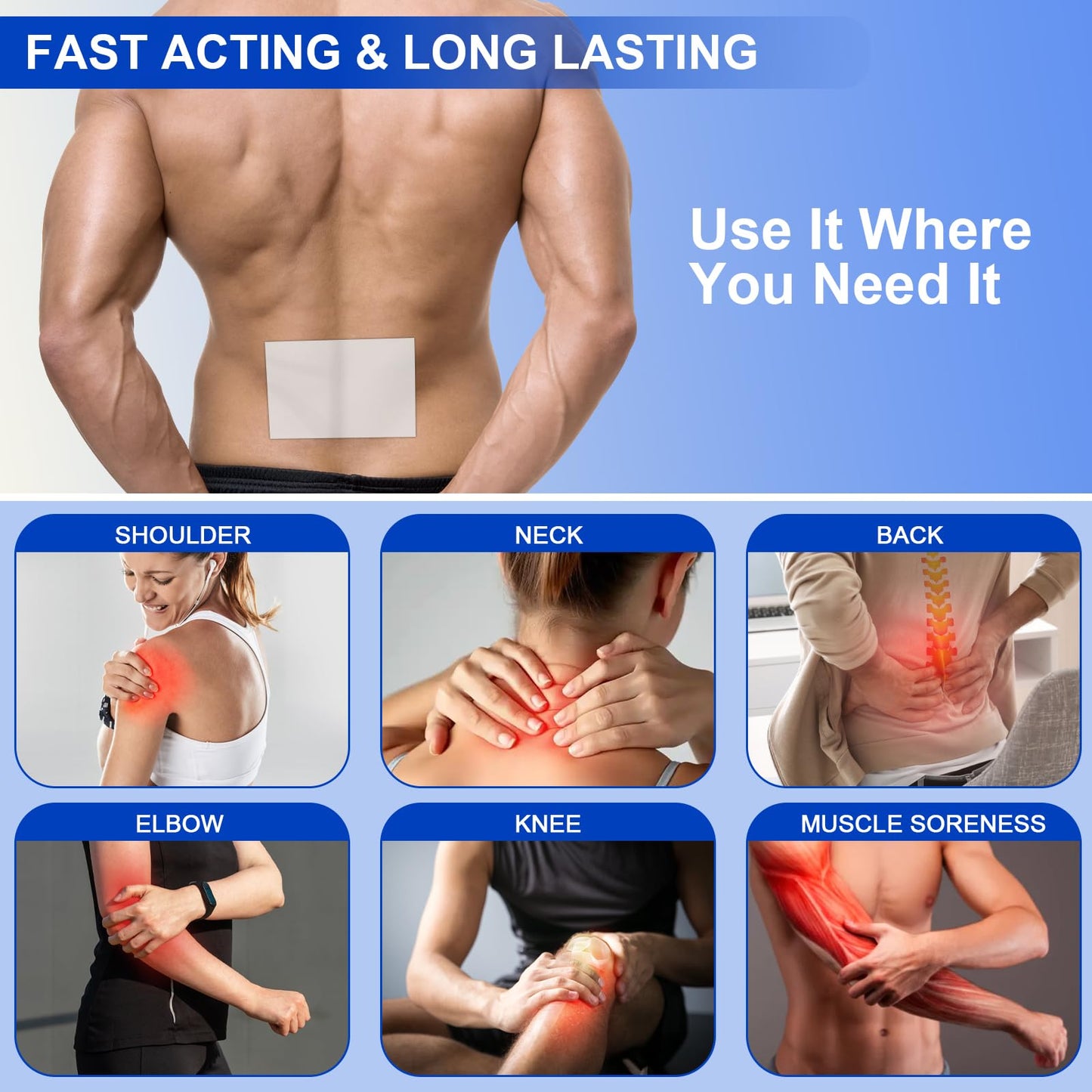 AROSLU Lidocaine Pain Relief Patches Maximum Strength Numbing Gel Patch for Back Knee Neck Shulder Joint Ache Muscle Soreness ICY Compress Topical 20-PCS AROSLUBuy Supplements Australia