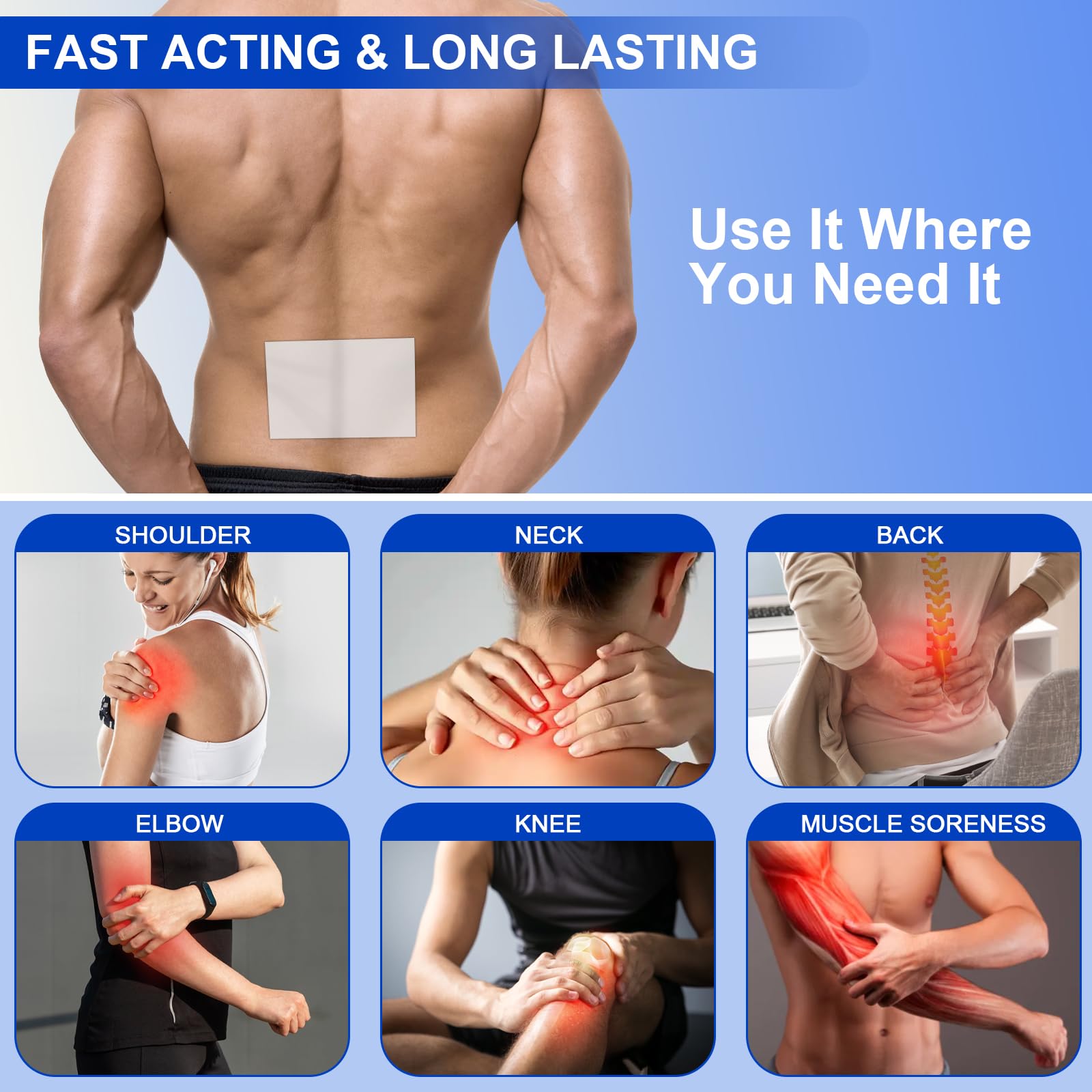 AROSLU Lidocaine Pain Relief Patches Maximum Strength Numbing Gel Patch for Back Knee Neck Shulder Joint Ache Muscle Soreness ICY Compress Topical 20-PCS AROSLUBuy Supplements Australia