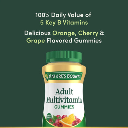 Nature's Bounty Adult Multivitamin Gummies, Vitamin Supplement, Daily Nutritional Needs, Orange, Cherry and Grape Flavor, 75 Gummies Nature's BountyBuy Supplements Australia