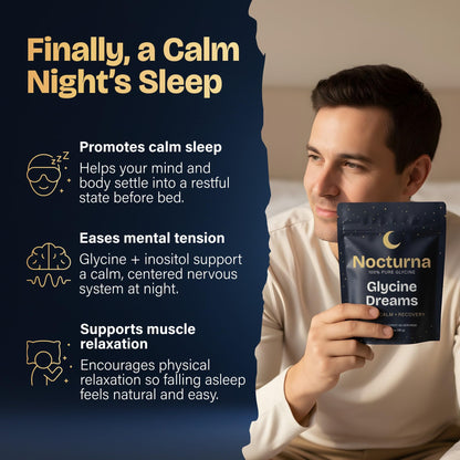 Nocturna Glycine Supplement – 100% Pure 3g Glycine Powder for Sleep, Calm & Recovery – USA Made Sleep Aid for Men & Women – Non-GMO & Completely Natural - 6.3Oz for 60 Servings NocturnaBuy Supplements Australia