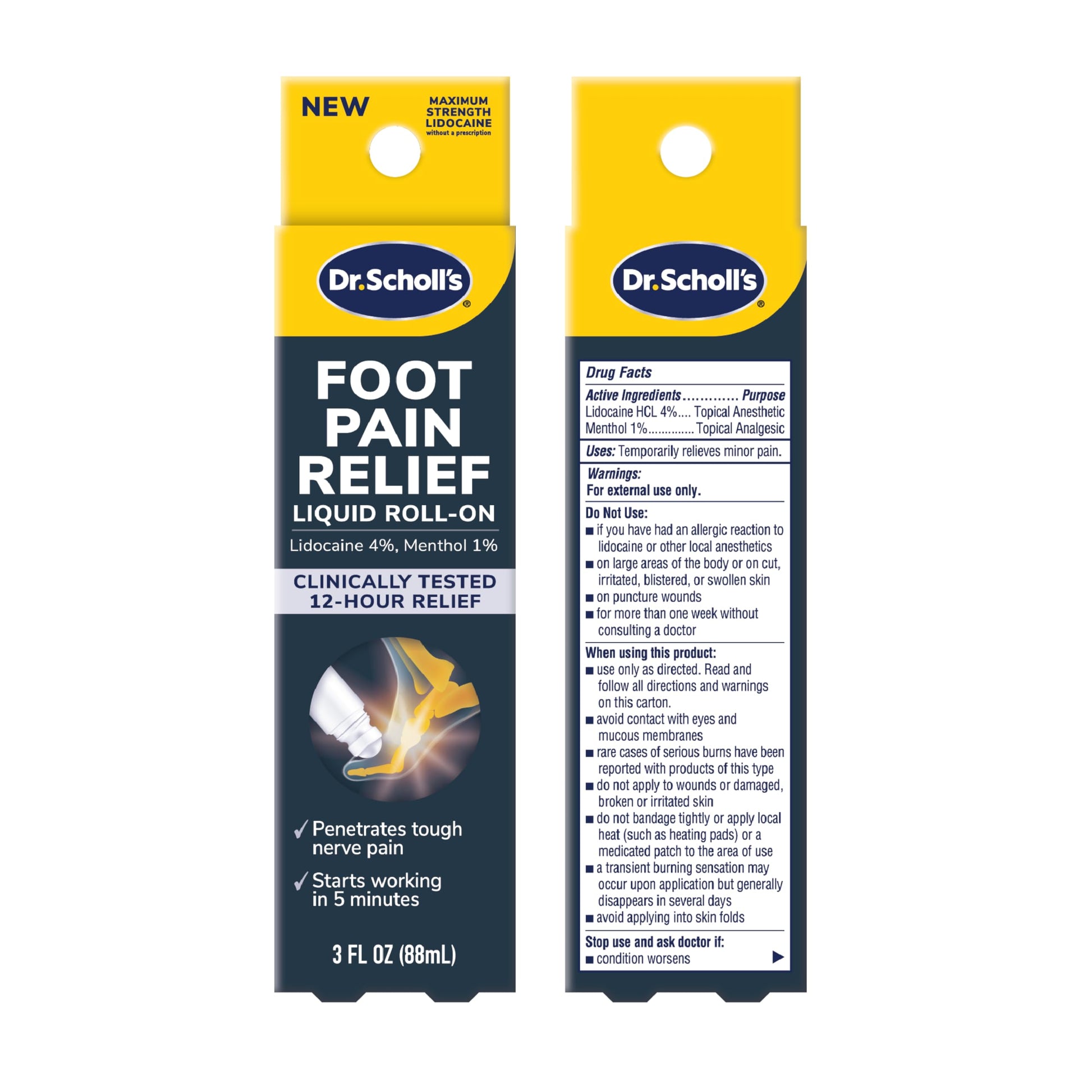 Dr. Scholl's Foot Pain Relief Liquid ROLL-ON, 3.0 oz // Clinically Tested 12-Hour Pain Relief - Penetrates Tough Nerve Pain - Works in 5 Minutes - Non-Greasy - with Lidocaine & Menthol Dr. Scholl'sBuy Supplements Australia