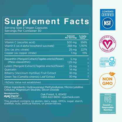 Natural Eye Health Vitamins with Bilberry Zeaxanthin Lutein - Macular Supp EyecheckBuy Supplements Australia