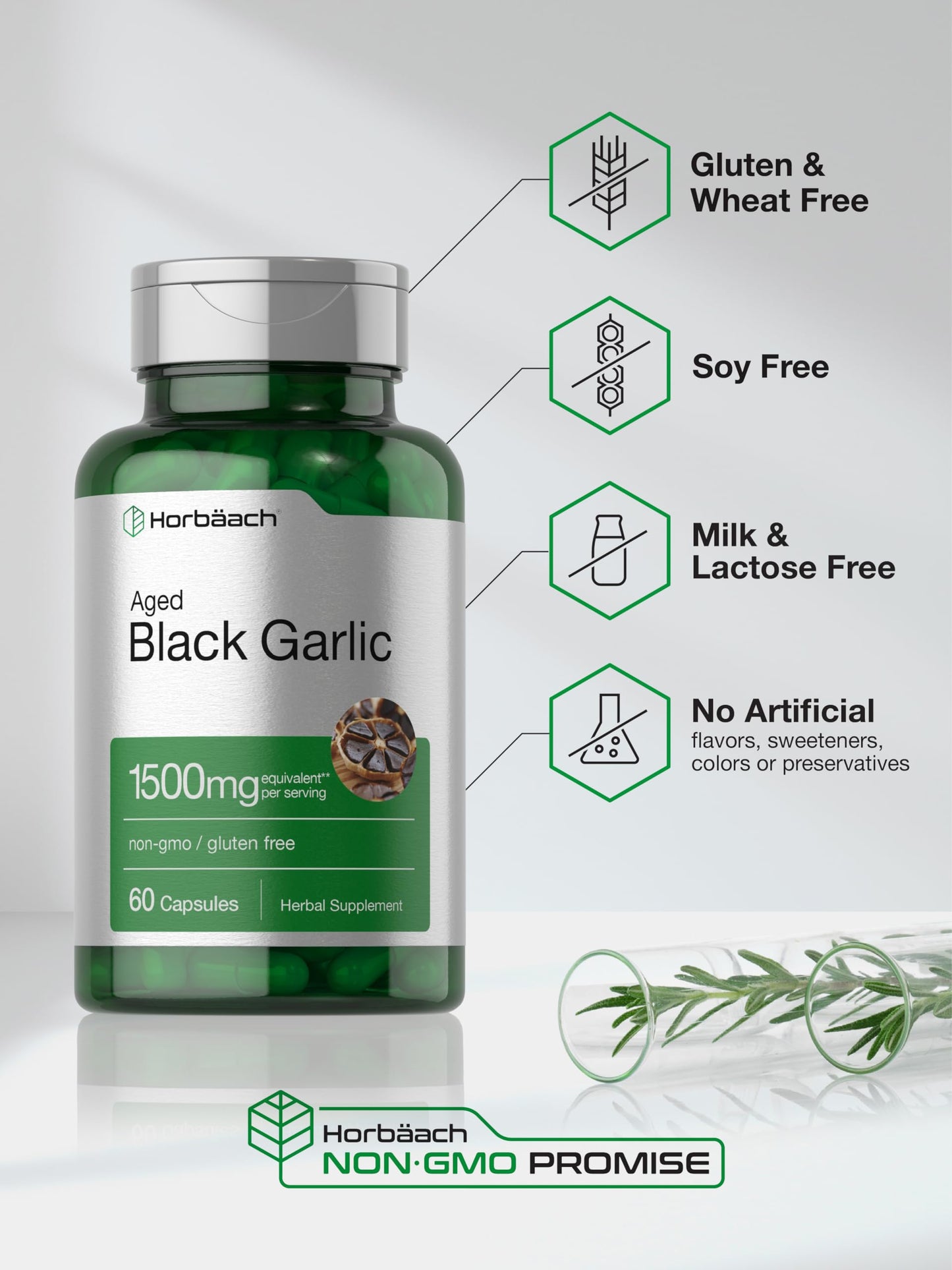 Aged Black Garlic Capsules 1500mg | 60 Count | Fermented Extract Supplement HorbäachBuy Supplements Australia
