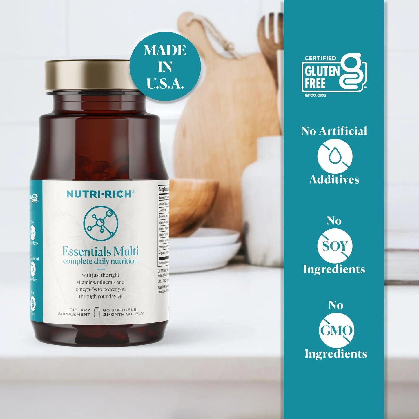 Nutri-Rich Essentials Multi | Multivitamin Supplement with Fish Oil Omega-3 for Men and Women, Supports Energy, Immune Health Nutri-Rich