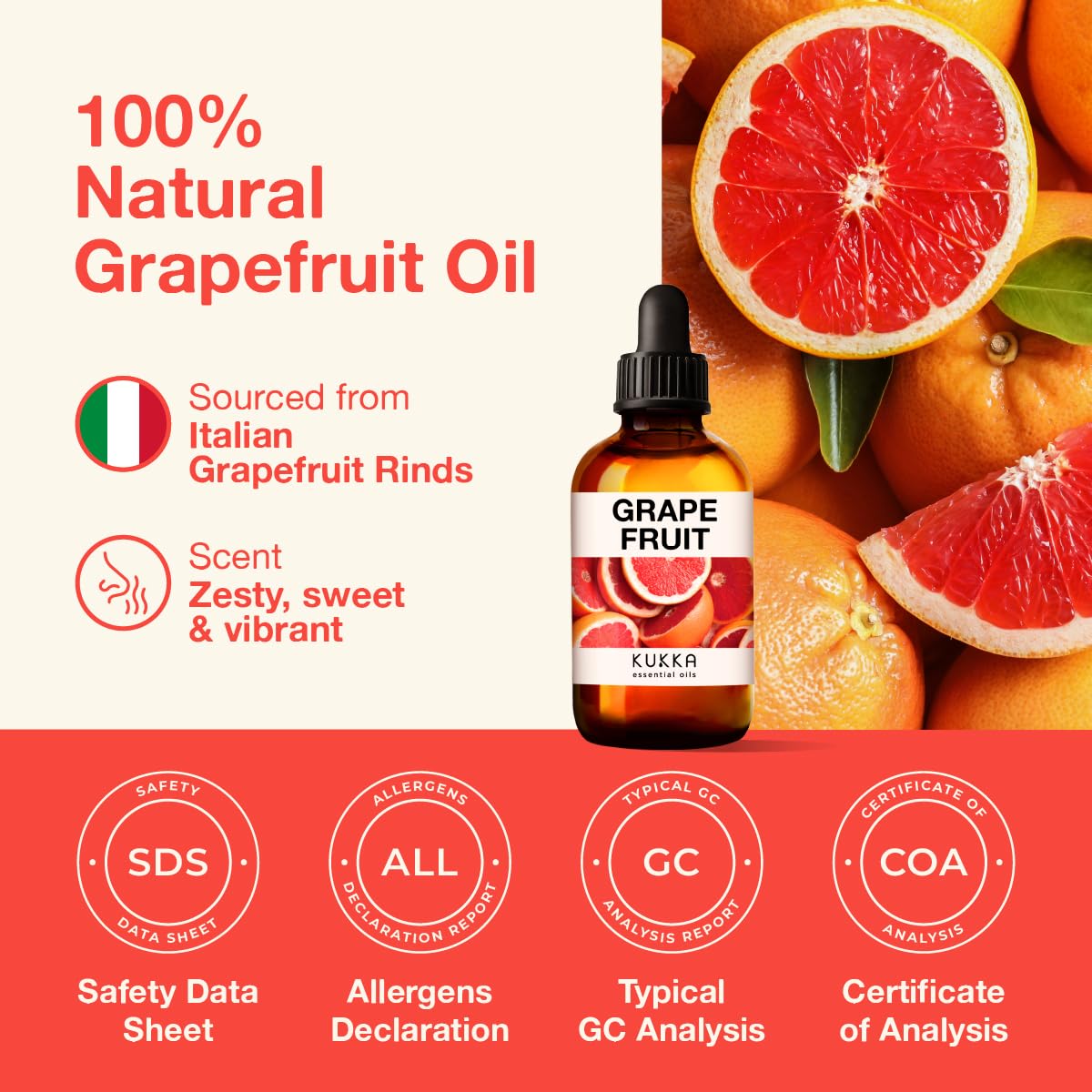 Kukka Grapefruit Essential Oil for Diffuser - 100% Natural Grapefruit Essential Oil for Skin KUKKA essential oilsBuy Supplements Australia