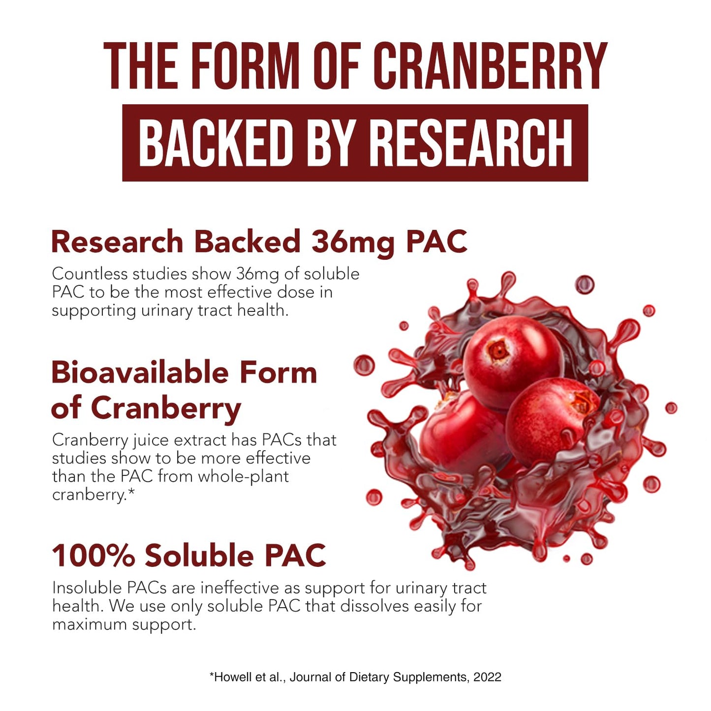 CranEaze®: Cranberry Juice Extract Plus D-Mannose – 36 mg PAC, 100% Soluble PAC - Supports Urinary Tract Health – Most Effective Cranberry Pills for Women,