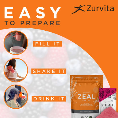 Zurvita - Zeal for Life Wellness Drink Mix - Wild Berry (Classic) Flavor - Gluten-Free, Vegan, with Vitamins and Minerals - 10 Single Packets ZurvitaBuy Supplements Australia