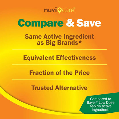 NUVICARE Low Dose Aspirin 81mg for Adults Coated Caplets - Compare to Active Ingredient in Low Dose Bayer Aspirin for Adults - Safety Coated (300 Count) NUVICAREBuy Supplements Australia
