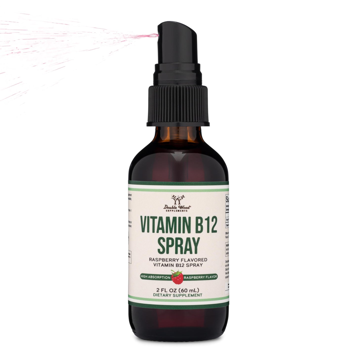 Vitamin B12 Sublingual Spray (2 Spray Dose of Vitamin 12 1000mcg, 3 Spray Serving Size Double Wood SupplementsBuy Supplements Australia