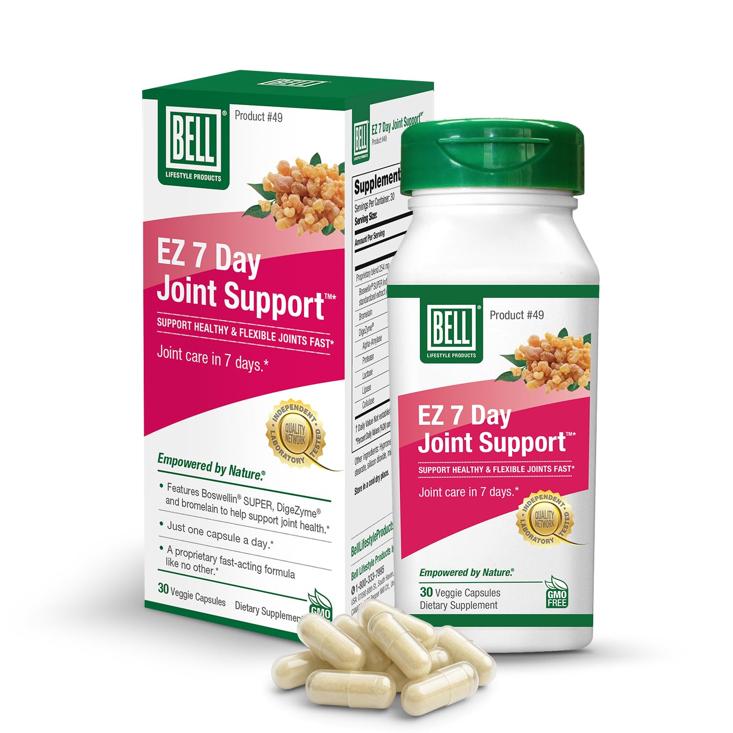 Bell EZ 7 Day Joint Support ™ -Fast-Acting, Once-Daily Joint Health Supplement – Helps Relieve Knee Pain, Swelling & Supports Muscle Recovery – Vegan – 30 Capsules BellBuy Supplements Australia