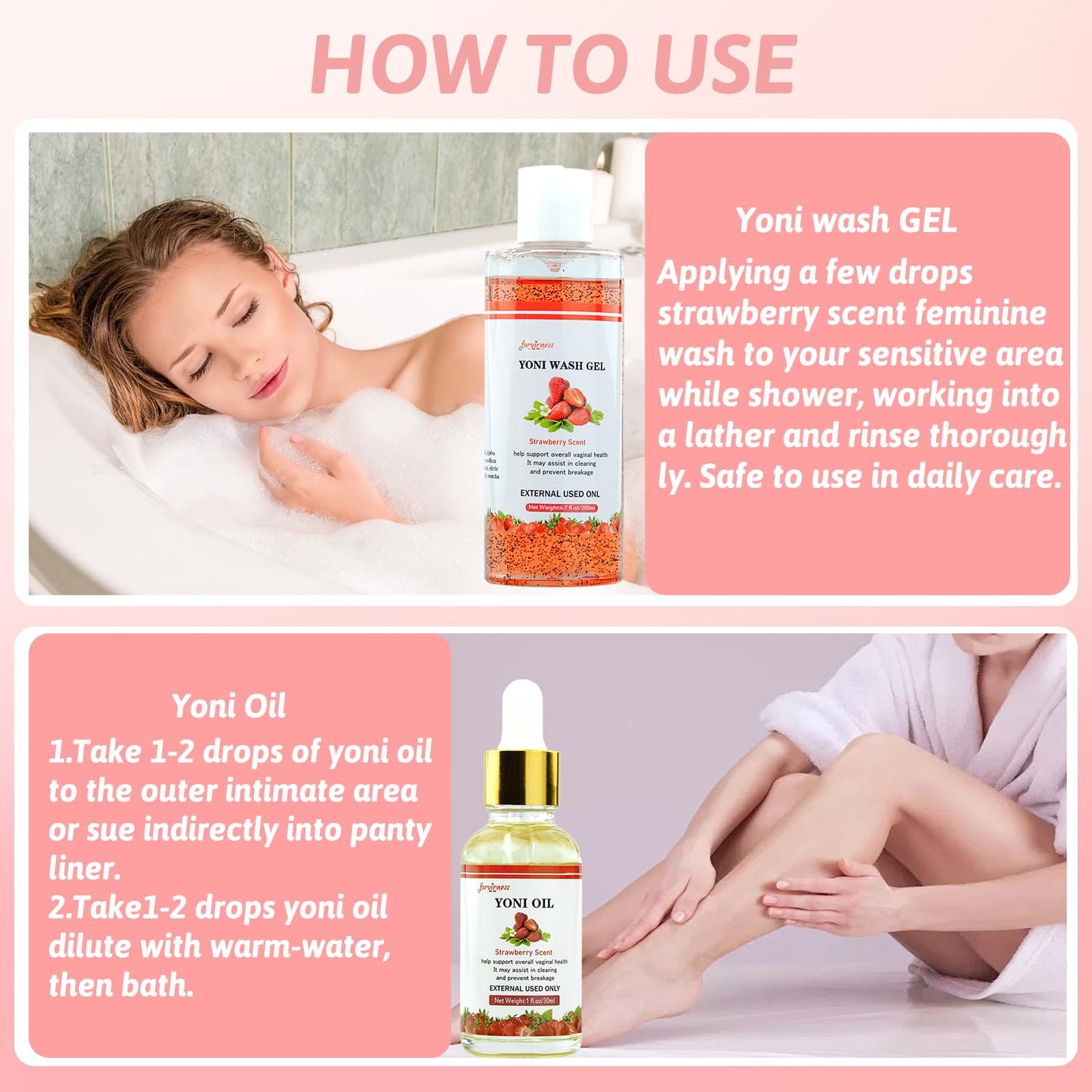 Yoni Wash Yoni Oil Yoni Bar Soap for Women PH Balance, Strawberry Body Oil, Feminine Wash forvirnessBuy Supplements Australia