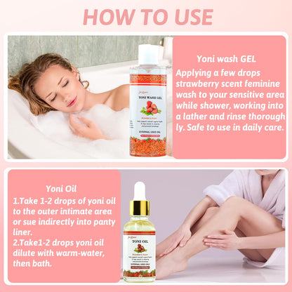 Yoni Wash Yoni Oil Yoni Bar Soap for Women PH Balance, Strawberry Body Oil, Feminine Wash forvirnessBuy Supplements Australia