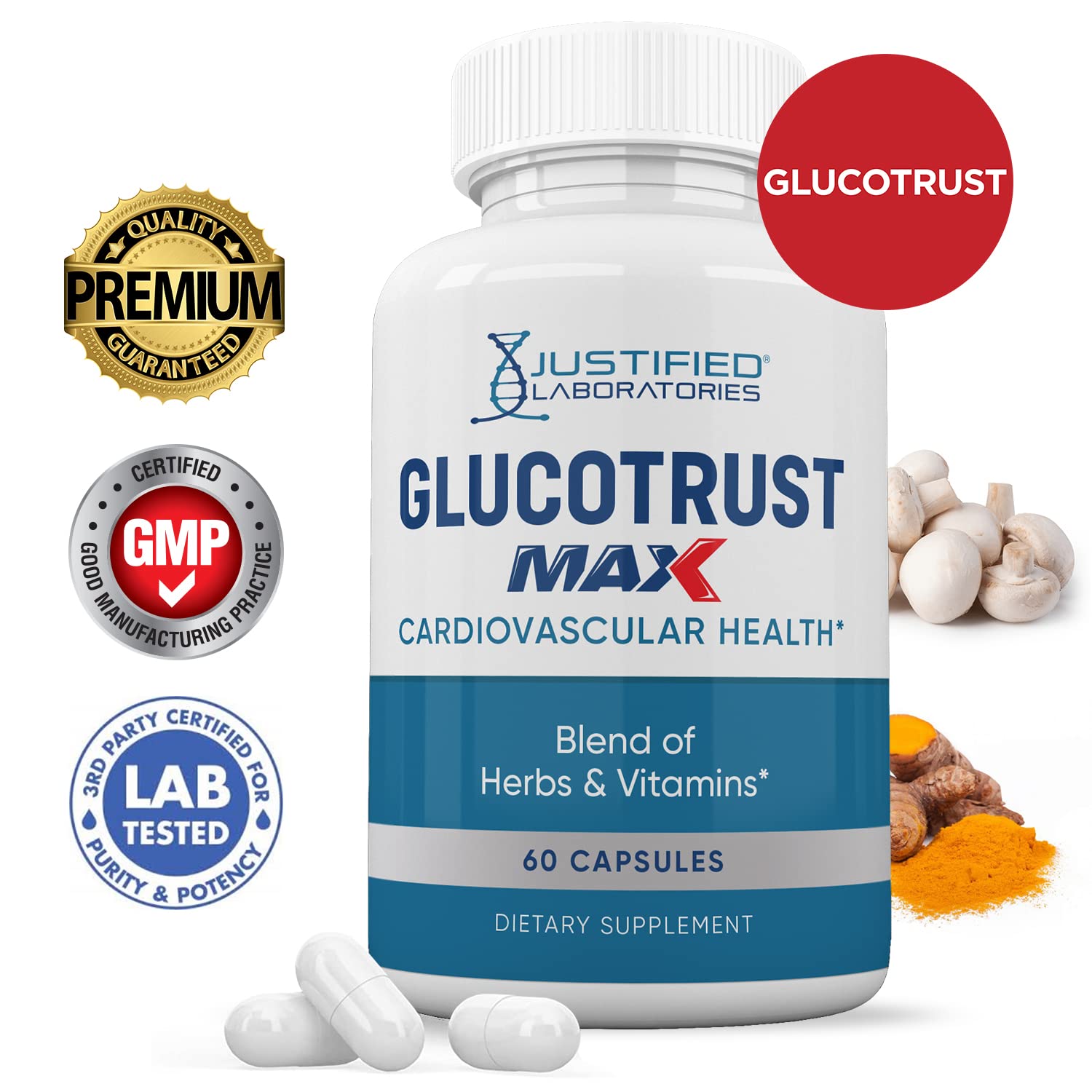 Justified Laboratories (5 Pack) Glucotrust Max 1295MG Formula Supplement Pills 300 cap Justified LaboratoriesBuy Supplements Australia