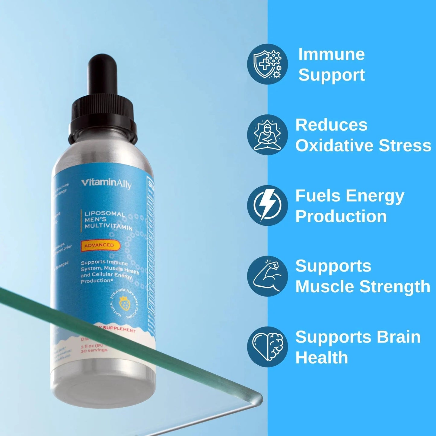 Vitaminally Liposomal Men's Liquid Multivitamin Drops | Non-GMO | Sugar Free | Gluten Free | 30 Day Supply | Vitaminally