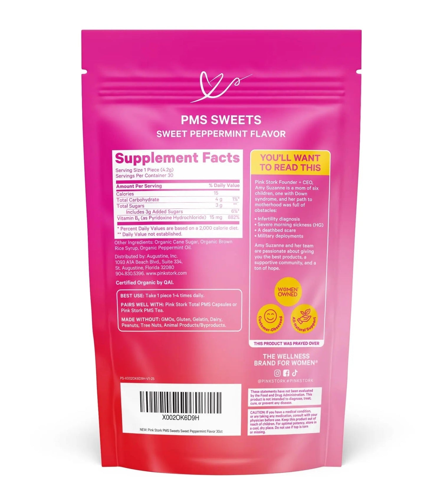 Pink Stork Organic PMS Support Sweets for Teens and Women - Simple & Natural Ingredients Vitamin B6 and Peppermint Pink StorkBuy Supplements Australia