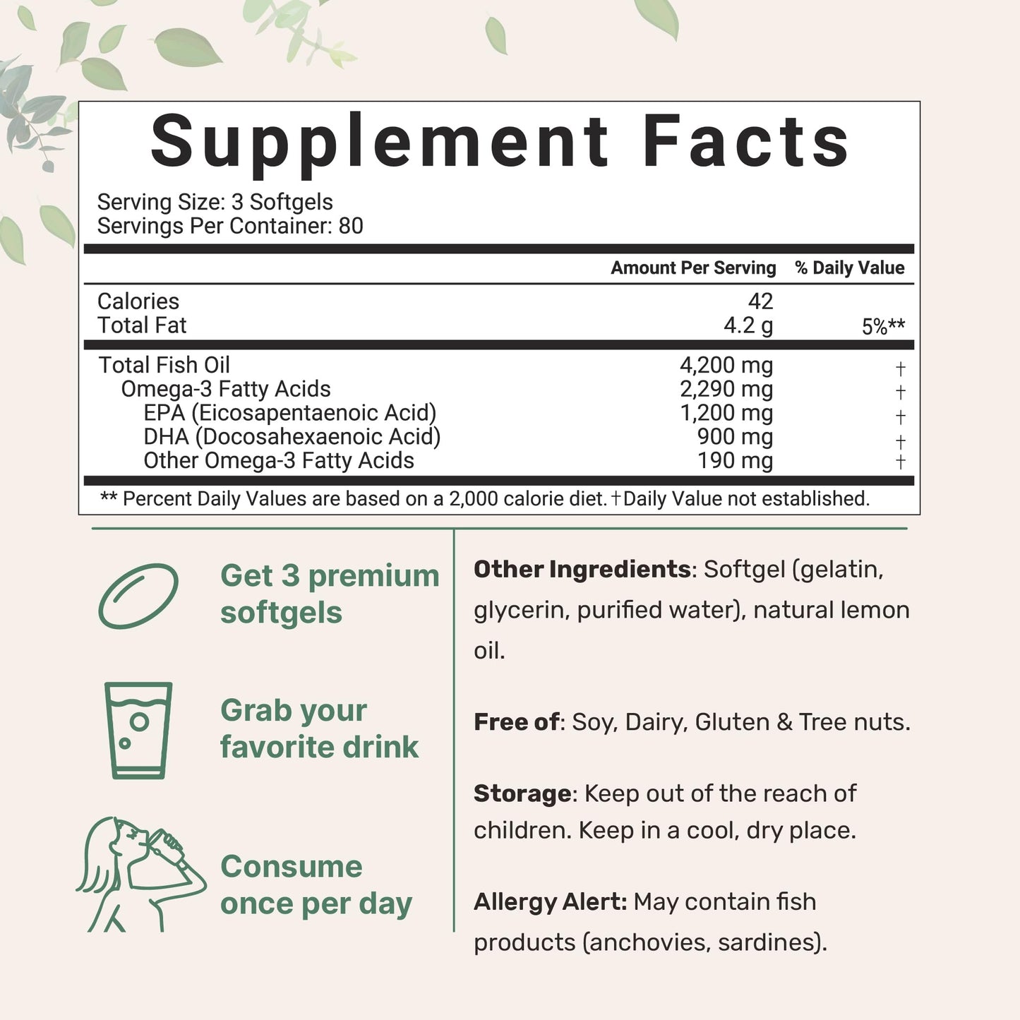 Triple Strength Omega 3 Fish Oil Supplements 4200mg Per Serving, 240 Softgels Micro IngredientsBuy Supplements Australia