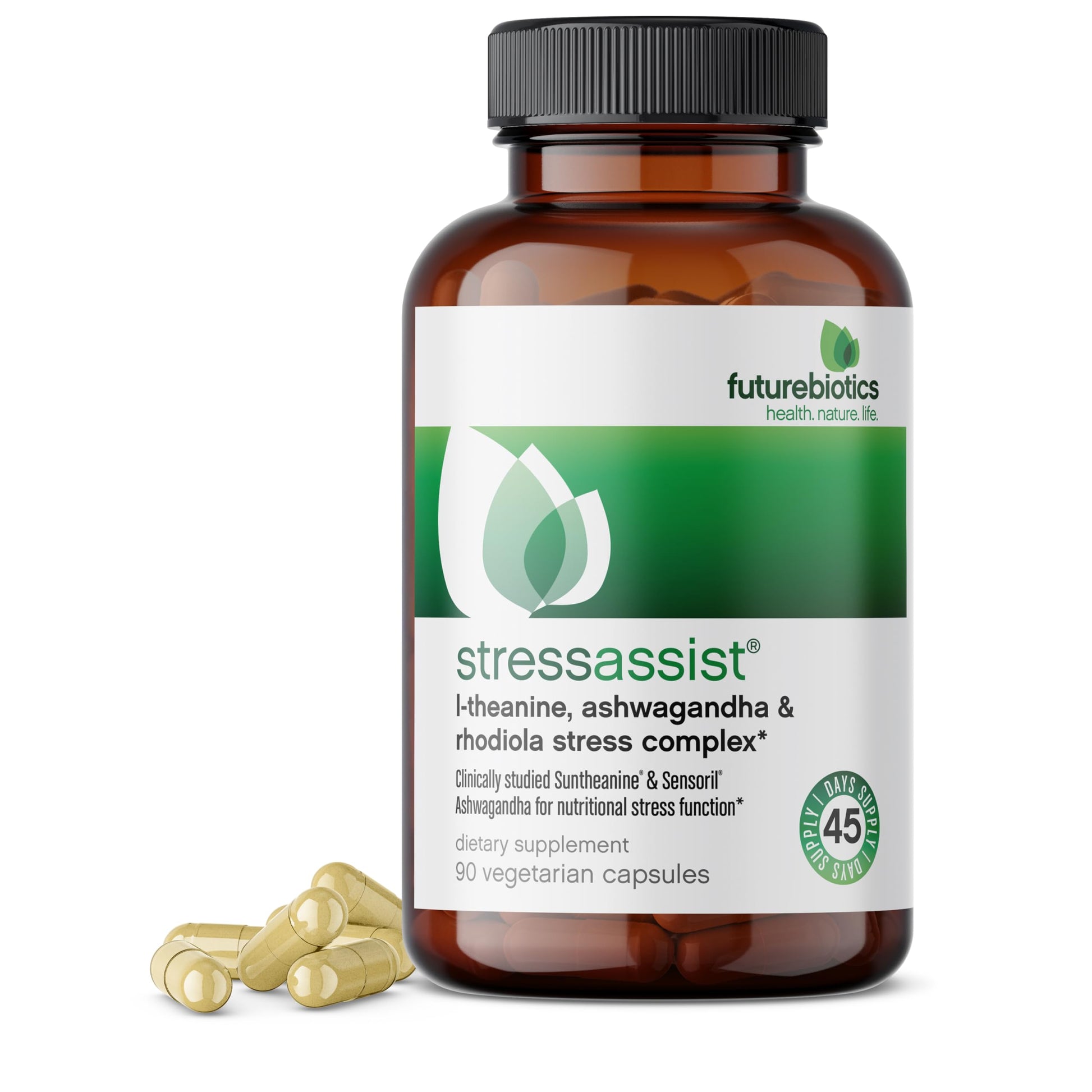 Futurebiotics Stressassist L-theanine Ashwagandha and Rhodiola Rosea Stress Complex - Natural Nutritional Stress Function, 90 Vegetarian Capsules FuturebioticsBuy Supplements Australia