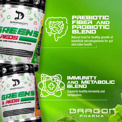 DRAGON PHARMA Greens and Reds, Over 23 Nutritious Superfoods, Reds and Vegetables, Optimal Health and Wellness (30 Servings, Original) DRAGON PHARMABuy Supplements Australia