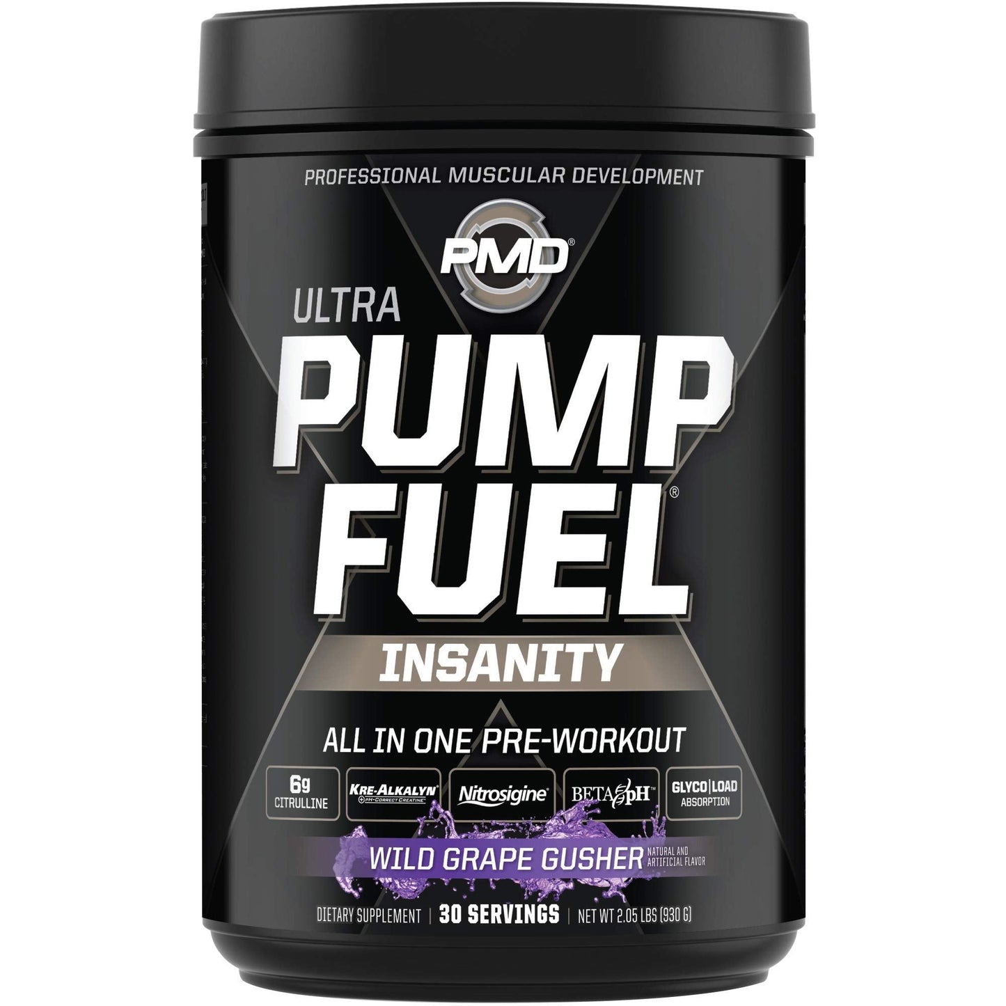 PMD Sports Ultra Pump Fuel Insanity - Pre Workout - Grape Gusher (30 Servings) Sports Omega Cuts Elite Thermogenic Fat Burner (90 Softgels)