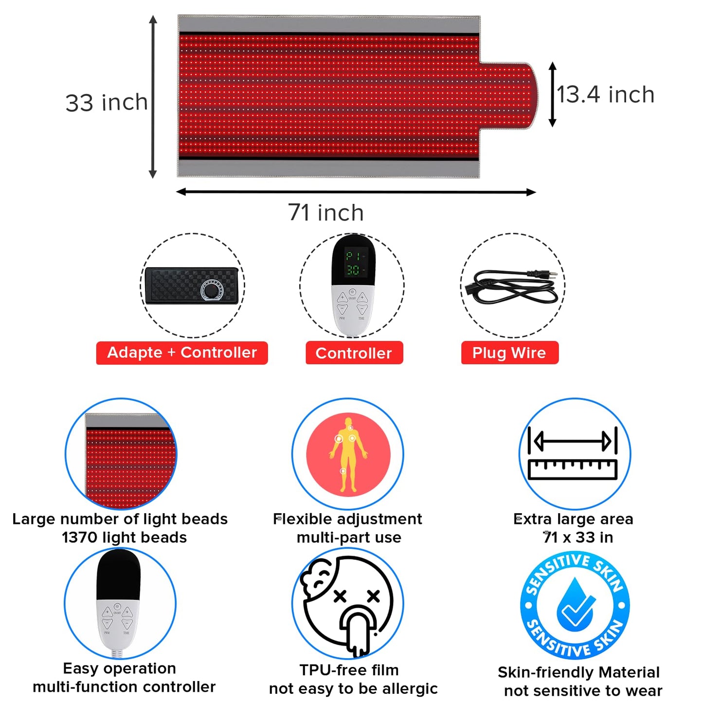 Near Infrared Light Therapy Blanket for Full Body, 1370pcs 660nm & 850nm LED Light Therapy Device RutollmitBuy Supplements Australia