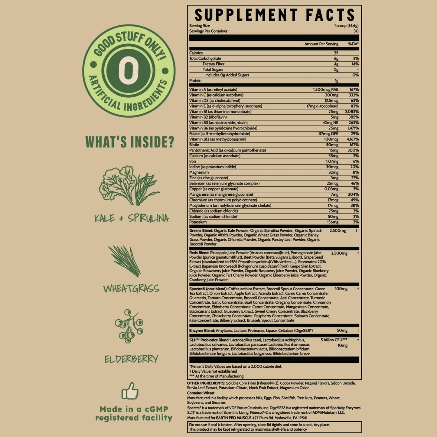 Earth Fed Muscle Chocolate Greens & Reds Superfood Blend Earth Fed MuscleBuy Supplements Australia