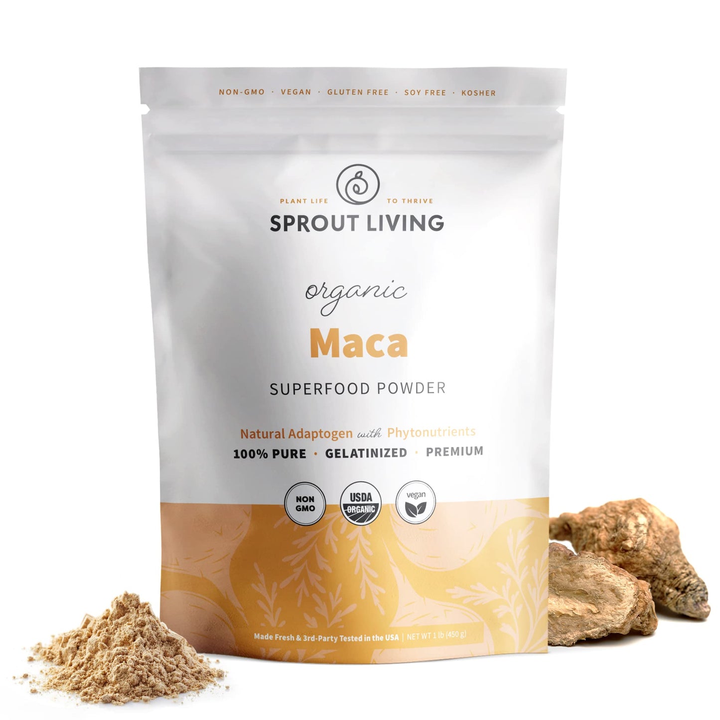 Sprout Living Organic Gelatinized Maca Root Powder, Superfood, Adaptogen, 1 lb Sprout LivingBuy Supplements Australia