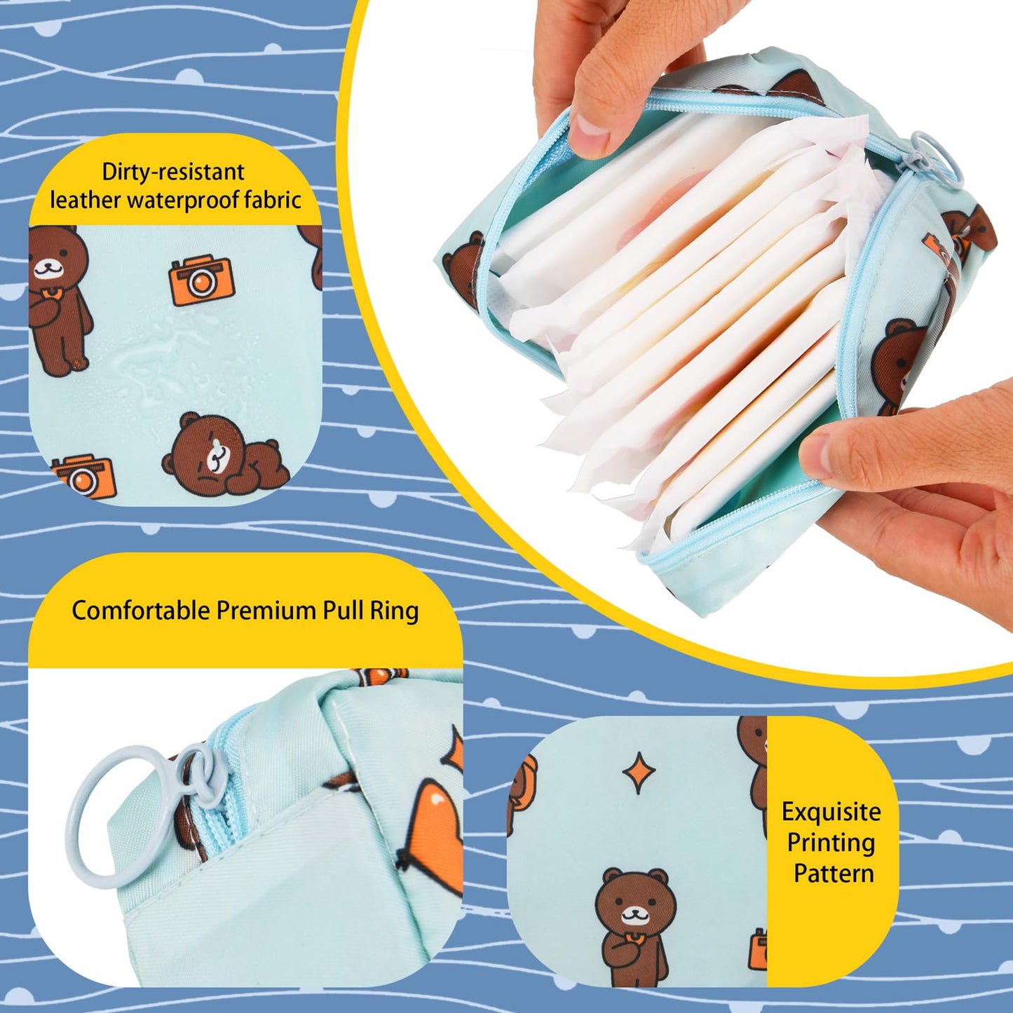 4Pcs Period Bag, Sanitary Pad Storage Bag Samll Period Pouch for Purse Cute Menstrual Period Bag AsterBuy Supplements Australia