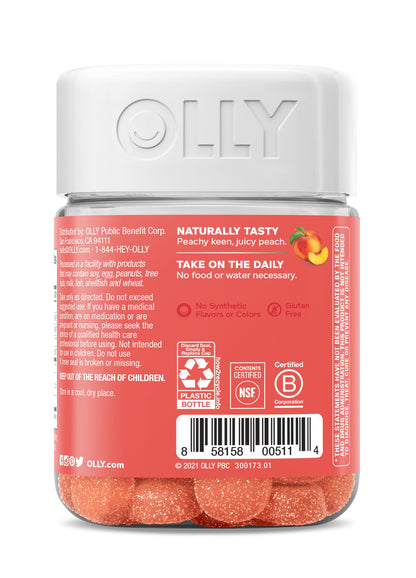 OLLY Probiotic + Prebiotic Gummy, Digestive Support and Gut Health, 500 Million CFUs, Fiber, Adult Chewable Supplement
