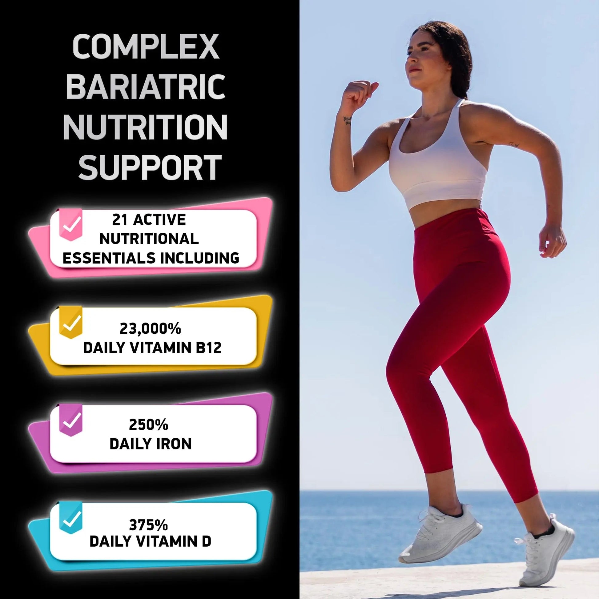 Bariatric Multivitamin with Iron 45mg for Women & Men - 21-in-1 Essential Post Gastric Bypass and Gastric Sleeve Vitamins A,C,D,E, B Complex BIOACTIVE LABS